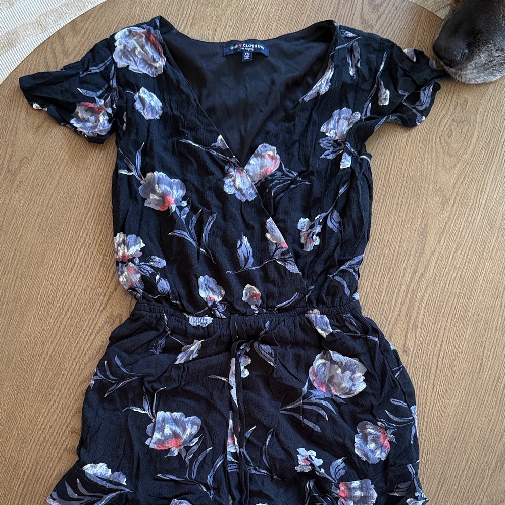 Floral Black Romper
